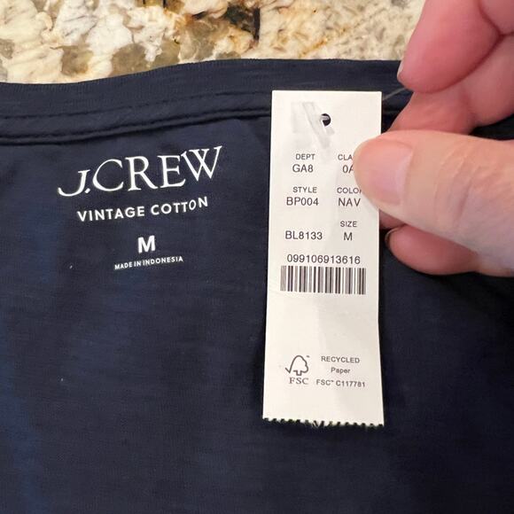 NWT J. Crew Navy Vintage Cotton V-Neck T-Shirt - SIZE XL - Picture 6 of 9